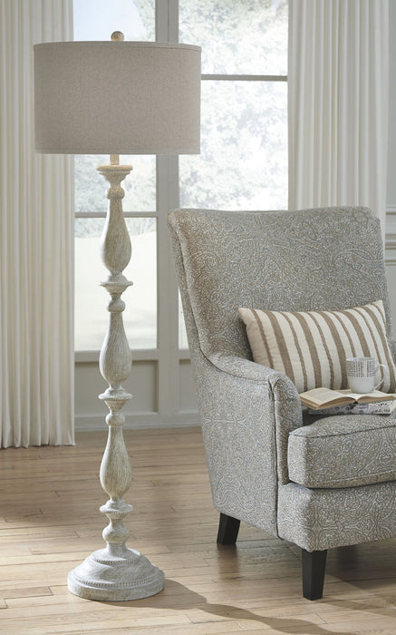 Bernadate - Whitewash - Poly Floor Lamp - Tallahassee Discount Furniture (FL)