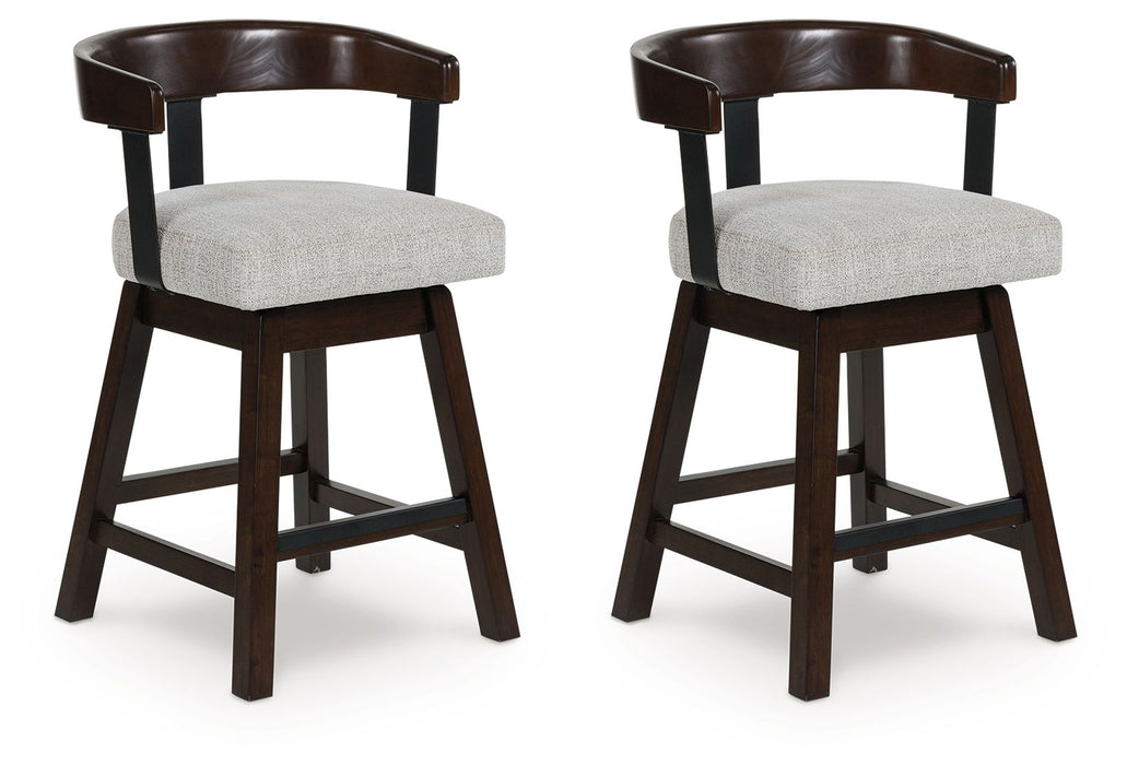 Haddigan - Dark Brown - Upholstered Swivel Barstool (Set of 2) - Tallahassee Discount Furniture (FL)