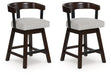 Haddigan - Dark Brown - Upholstered Swivel Barstool (Set of 2) - Tallahassee Discount Furniture (FL)