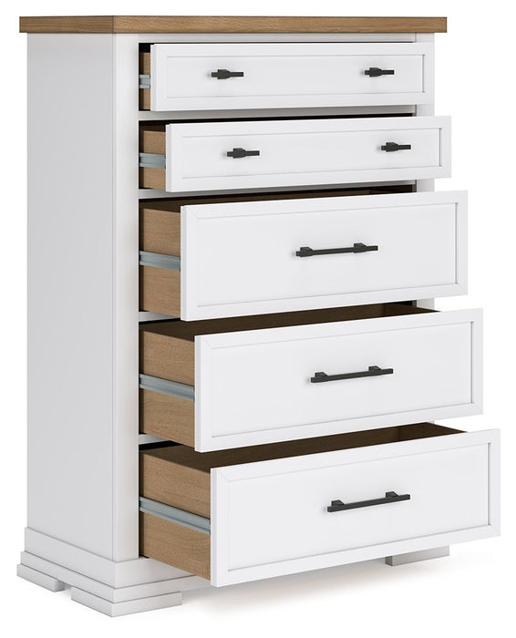 Ashbryn - White / Natural - Five Drawer Chest - Tallahassee Discount Furniture (FL)