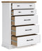 Ashbryn - White / Natural - Five Drawer Chest - Tallahassee Discount Furniture (FL)