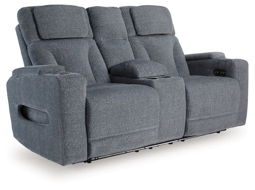 Studio Cave - Steel - Power Reclining Loveseat with Console - Tallahassee Discount Furniture (FL)