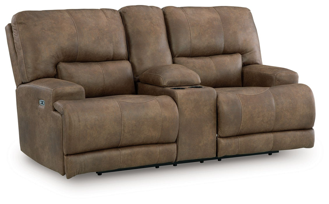 Beckley Place - Earth - Power Reclining Loveseat With Console / Adjustable Headrest - Tallahassee Discount Furniture (FL)