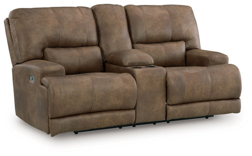 Beckley Place - Earth - Power Reclining Loveseat With Console / Adjustable Headrest - Tallahassee Discount Furniture (FL)
