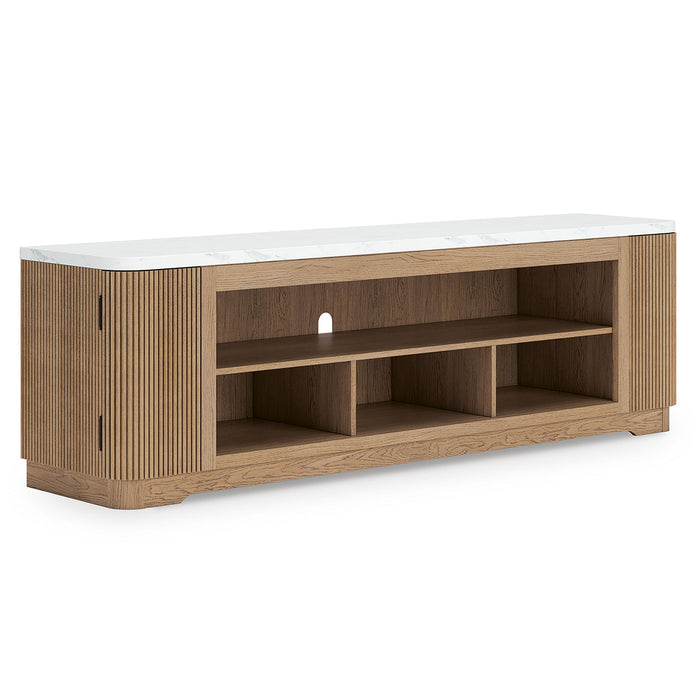Camdill - XL TV Stand With Fireplace Option - Light Brown - Tallahassee Discount Furniture (FL)