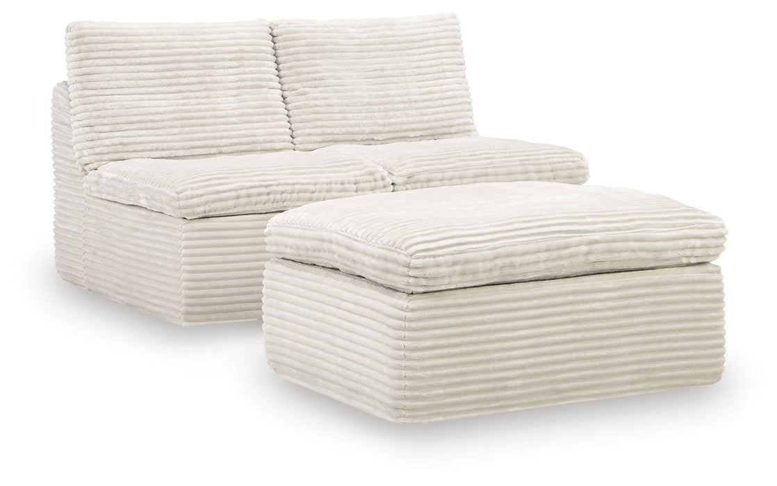 Fannin - 2 Armless Chairs With Ottoman (Set of 3) - Ivory - Tallahassee Discount Furniture (FL)