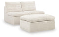 Fannin - 2 Armless Chairs With Ottoman (Set of 3) - Ivory - Tallahassee Discount Furniture (FL)