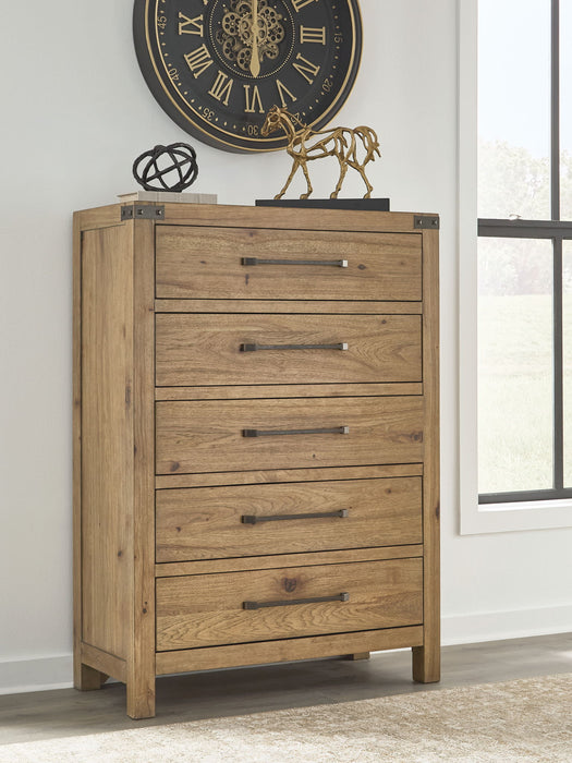 Ridgester - Five Drawer Chest - Light Brown - Tallahassee Discount Furniture (FL)