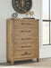 Ridgester - Five Drawer Chest - Light Brown - Tallahassee Discount Furniture (FL)