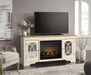Realyn - 2 Pc. - 74" TV Stand With Electric Infrared Fireplace Insert - Chipped White - Tallahassee Discount Furniture (FL)