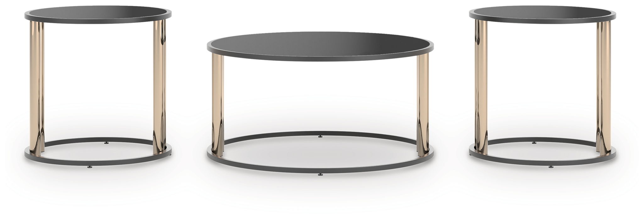 Hannerly - Black / Gold Finish - Occasional Table Set (Set of 3) - Tallahassee Discount Furniture (FL)