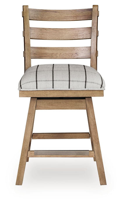 Ridgester - Upholstered Swivel Barstool (Set of 2) - Light Brown - Tallahassee Discount Furniture (FL)