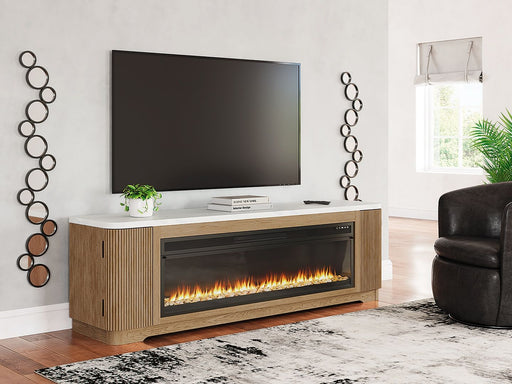 Camdill - 80" TV Stand With Electric Fireplace - Light Brown - Tallahassee Discount Furniture (FL)