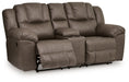 Lowilla - Double Reclining Loveseat With Console - Driftwood - Tallahassee Discount Furniture (FL)