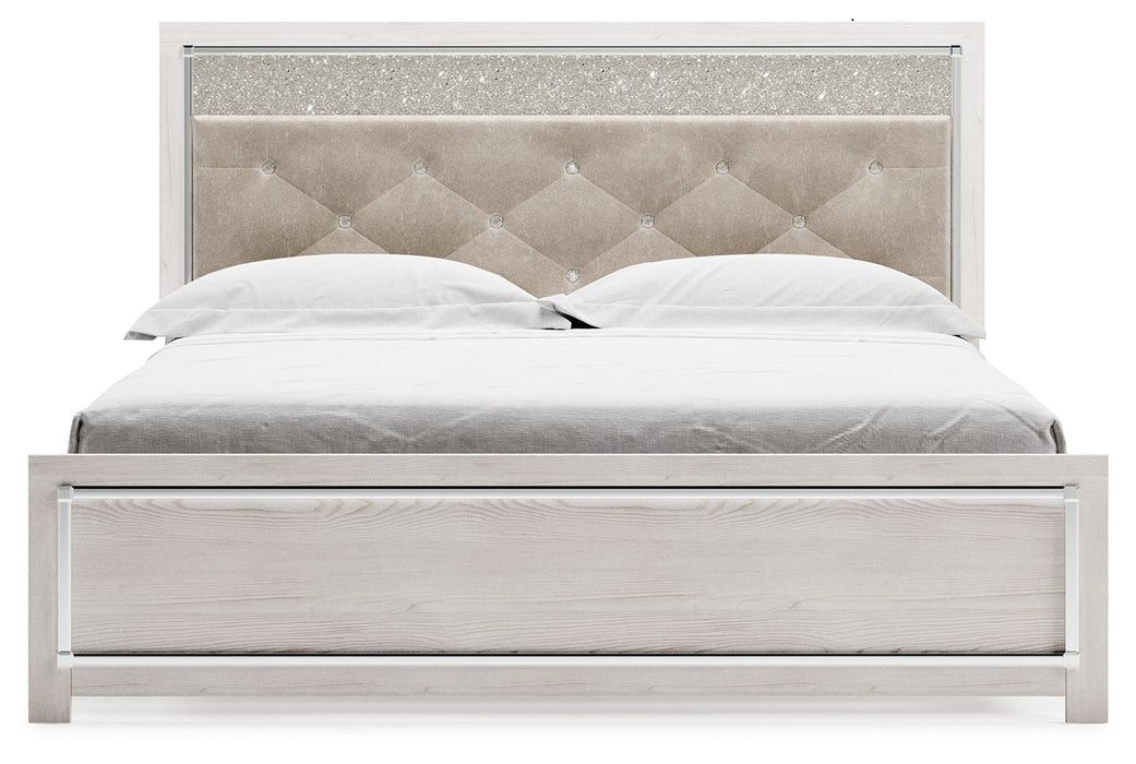 Altyra - White - King Panel Bed With Upholstered Headboard - Tallahassee Discount Furniture (FL)