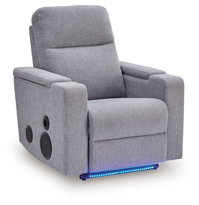 Pineland - Glider Power Recliner With Audio System - Pewter - Tallahassee Discount Furniture (FL)