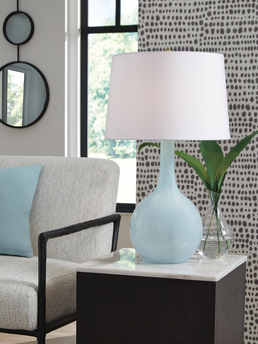 Rylanton - Glass Table Lamp - Aqua - Tallahassee Discount Furniture (FL)