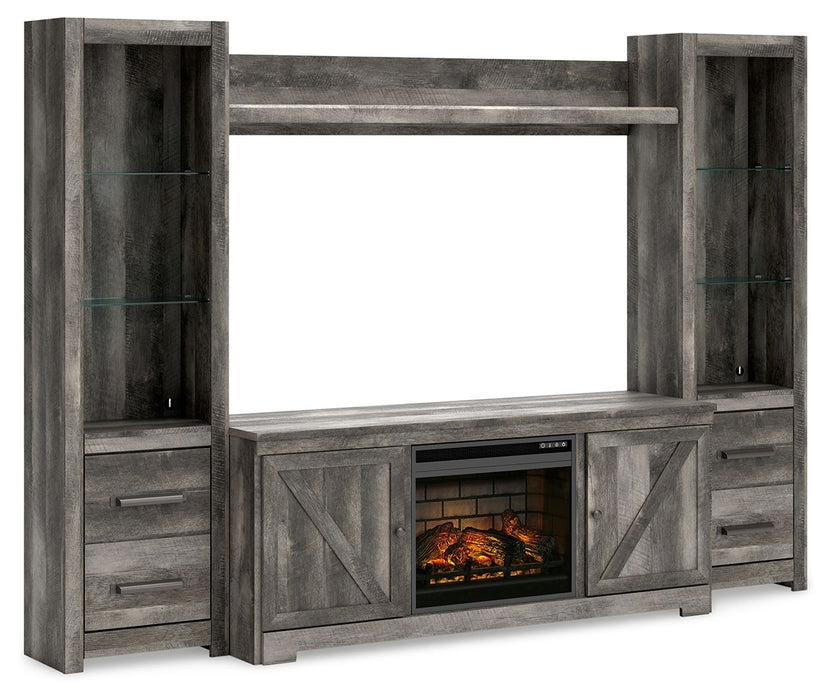 Wynnlow - Entertainment Center - TV Stand With Glass/Stone Fireplace Insert - Gray - Tallahassee Discount Furniture (FL)