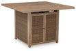 Walton Bridge - 5 Pc. - Square Bar Table W/Fire Pit, 4 Barstools - Driftwood - Tallahassee Discount Furniture (FL)