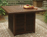 Paradise Trail - Square Bar Table w/Fire Pit - Medium Brown - Tallahassee Discount Furniture (FL)