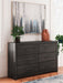 Hollivern - Dark Gray - Six Drawer Dresser - Tallahassee Discount Furniture (FL)