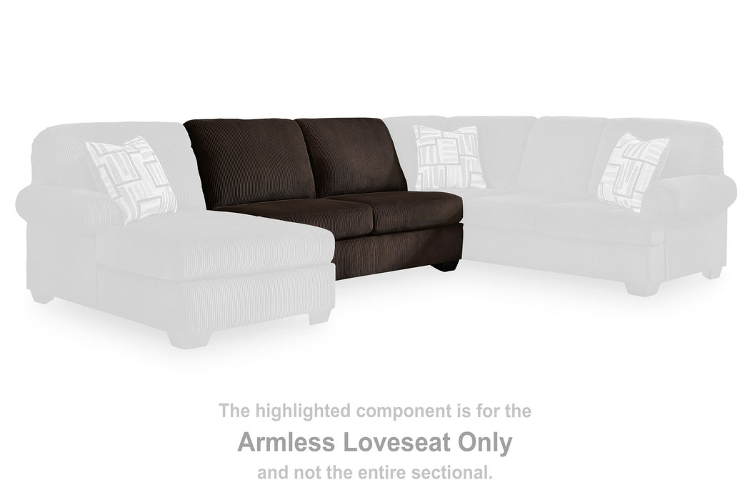 Kimlee - Chocolate - Armless Loveseat - Tallahassee Discount Furniture (FL)