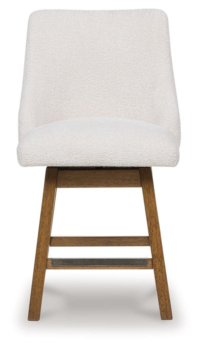 Cabalynn - Oatmeal / Light Brown - Upholstered Swivel Barstool (Set of 2) - Tallahassee Discount Furniture (FL)