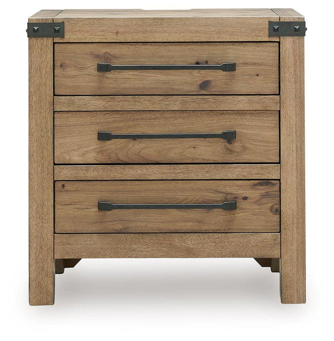 Ridgester - Three Drawer Night Stand - Light Brown - Tallahassee Discount Furniture (FL)