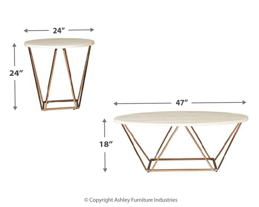 Tarica - White / Metallic - Occasional Table Set (Set of 3) - Tallahassee Discount Furniture (FL)
