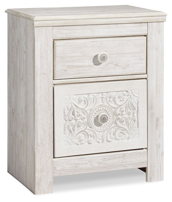 Paxberry - Two Drawer Night Stand - Whitewash - Tallahassee Discount Furniture (FL)