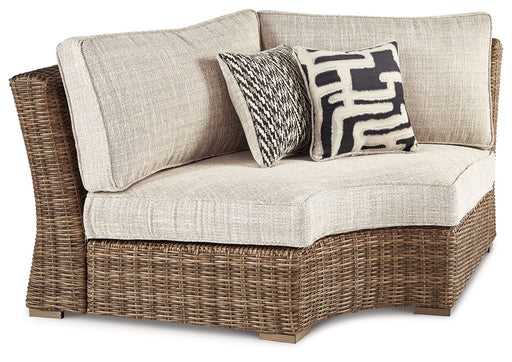 Beachcroft - Curved Corner Chair w/Cushion - Beige - Tallahassee Discount Furniture (FL)