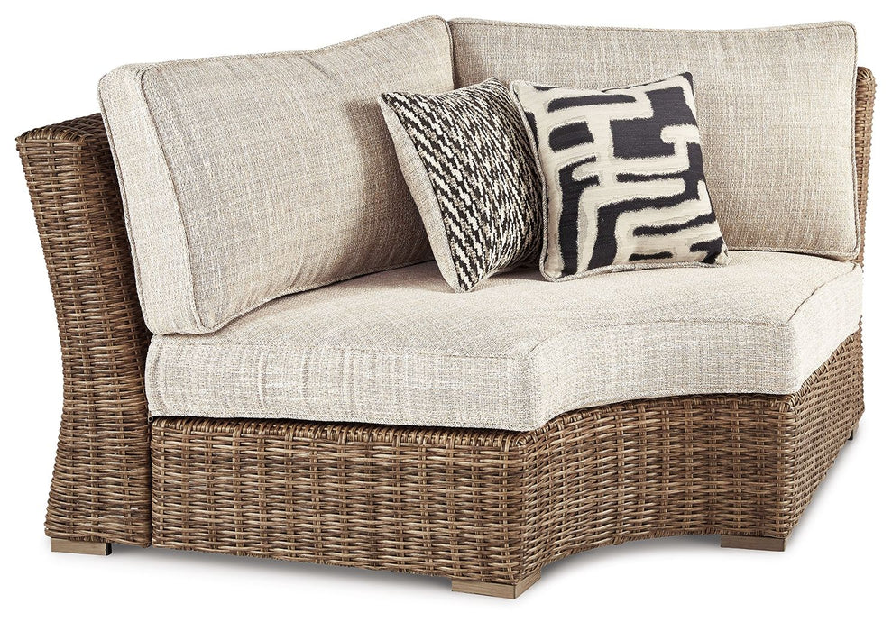Beachcroft - Curved Corner Chair w/Cushion - Beige - Tallahassee Discount Furniture (FL)