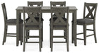 Caitbrook - Gray - Rect Drm Counter Table Set (Set of 7) - Tallahassee Discount Furniture (FL)