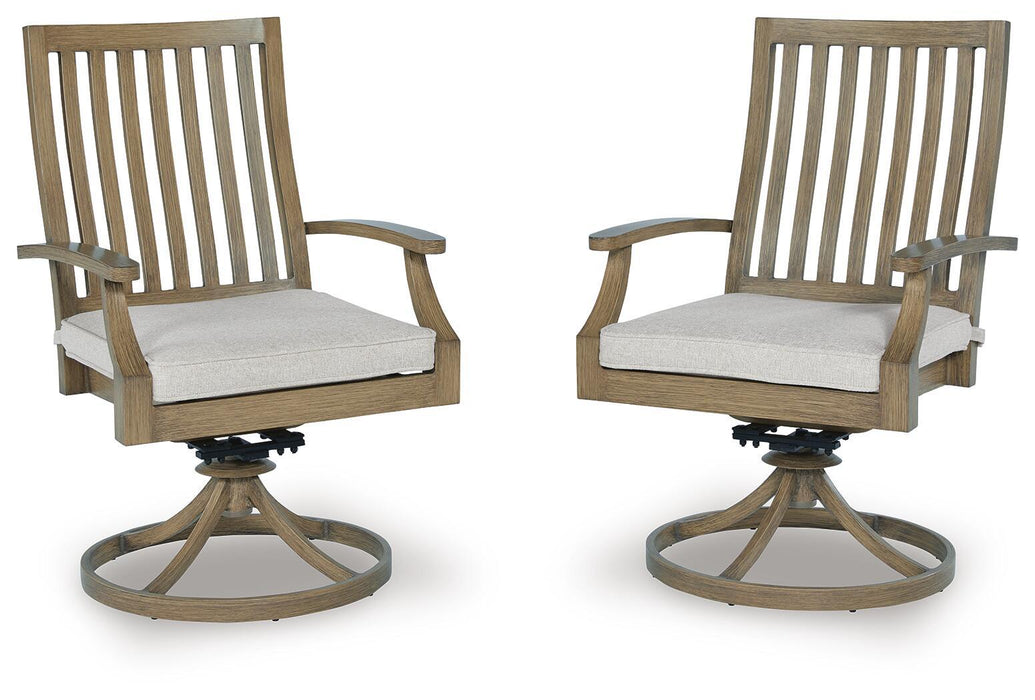 Rainier Ranch - Swivel Chair With Cushion (Set of 2) - Brown / Beige - Tallahassee Discount Furniture (FL)