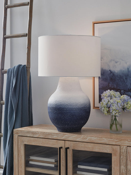 Dashland - Metal Table Lamp - White / Navy - Tallahassee Discount Furniture (FL)
