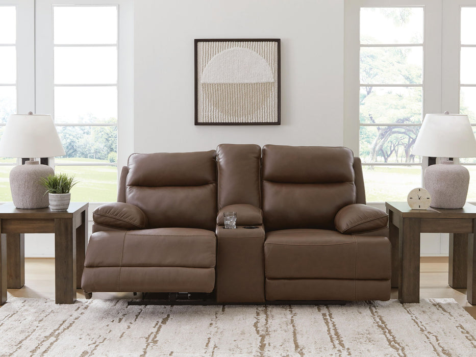 Vonryan - Power Reclining Loveseat With Console / Adj Headrest - Tobacco - Tallahassee Discount Furniture (FL)