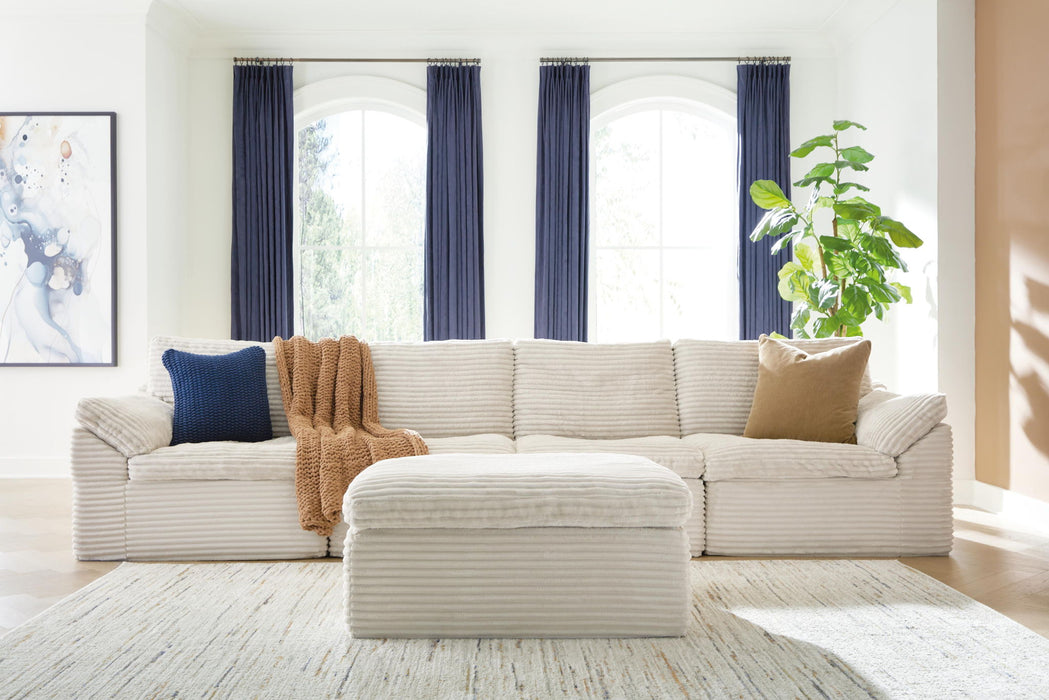 Fannin - 4-Piece Sectional With Ottoman - Ivory - Tallahassee Discount Furniture (FL)