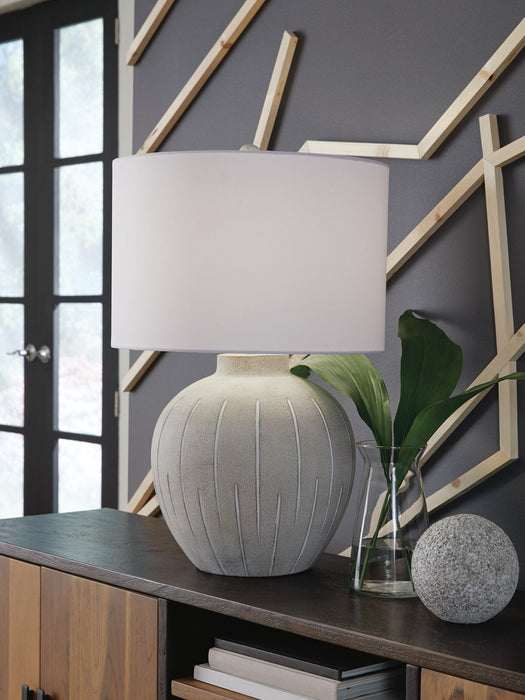 Calbert - Poly Table Lamp - Warm Gray - Tallahassee Discount Furniture (FL)