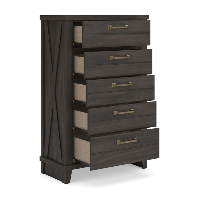 Vonitta Bay - Five Drawer Chest - Dark Brown - Tallahassee Discount Furniture (FL)