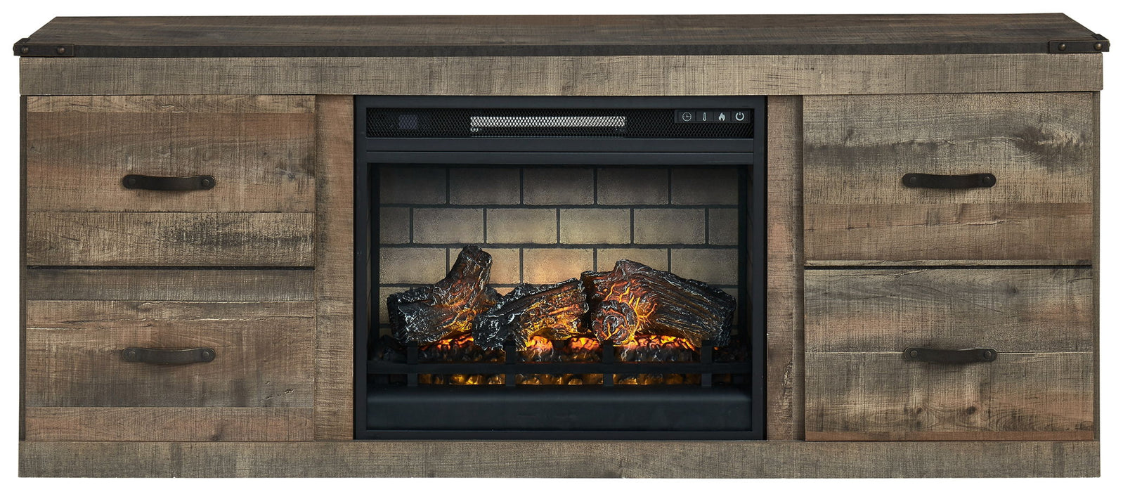 Trinell - TV Stand With Electric Fireplace - Brown - Tallahassee Discount Furniture (FL)