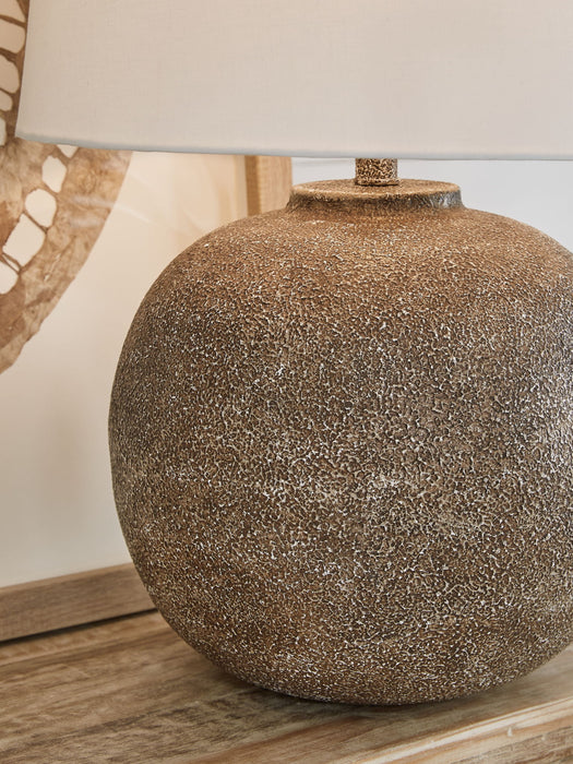 Neavesboro - Antique Brown / White - Metal Table Lamp - Tallahassee Discount Furniture (FL)