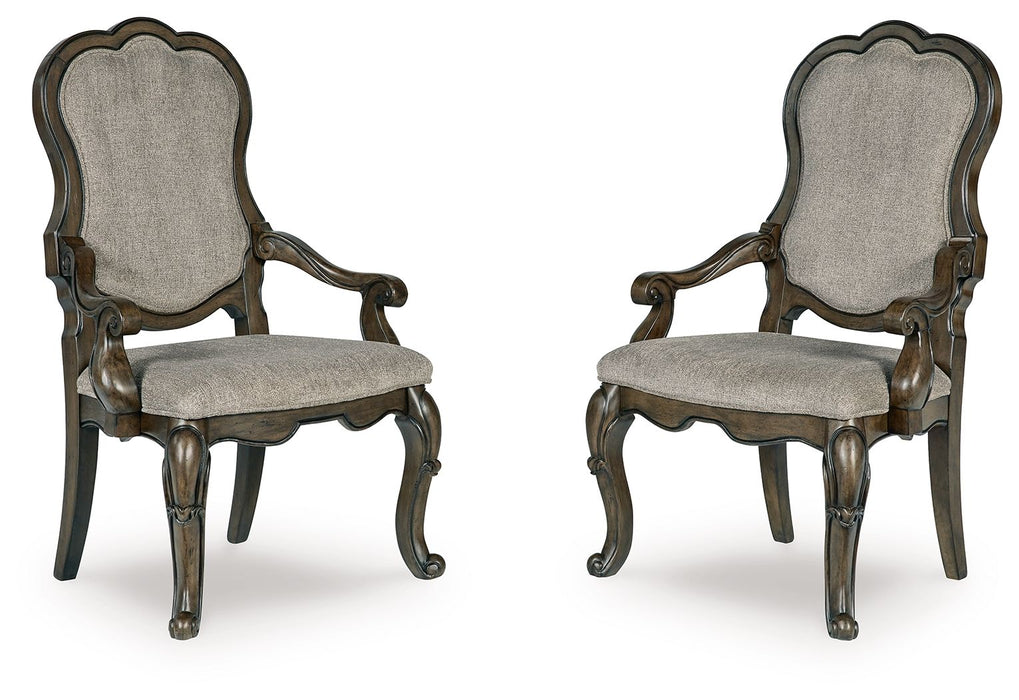 Maylee - Dark Brown - Dining Upholstered Arm Chair (Set of 2) - Tallahassee Discount Furniture (FL)