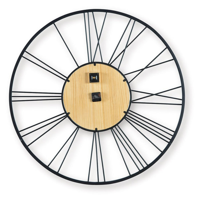 Brockett - Wall Clock - Black / Natural - Tallahassee Discount Furniture (FL)