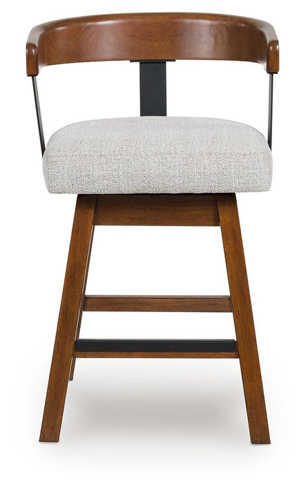 Ralene - Medium Brown - Upholstered Swivel Barstool (Set of 2) - Tallahassee Discount Furniture (FL)