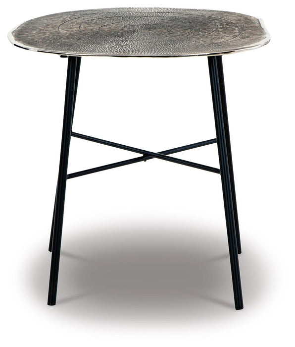 Laverford - Round End Table - Chrome / Black - Tallahassee Discount Furniture (FL)
