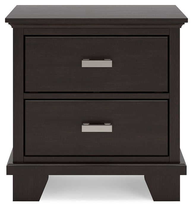 Covetown - Two Drawer Night Stand - Dark Brown - Tallahassee Discount Furniture (FL)