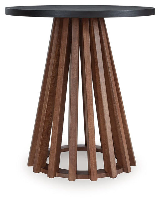 Kallari - Warm Brown / Black - Round End Table - Tallahassee Discount Furniture (FL)
