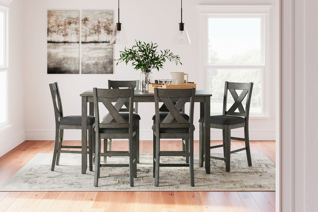Caitbrook - Gray - Rect Drm Counter Table Set (Set of 7) - Tallahassee Discount Furniture (FL)