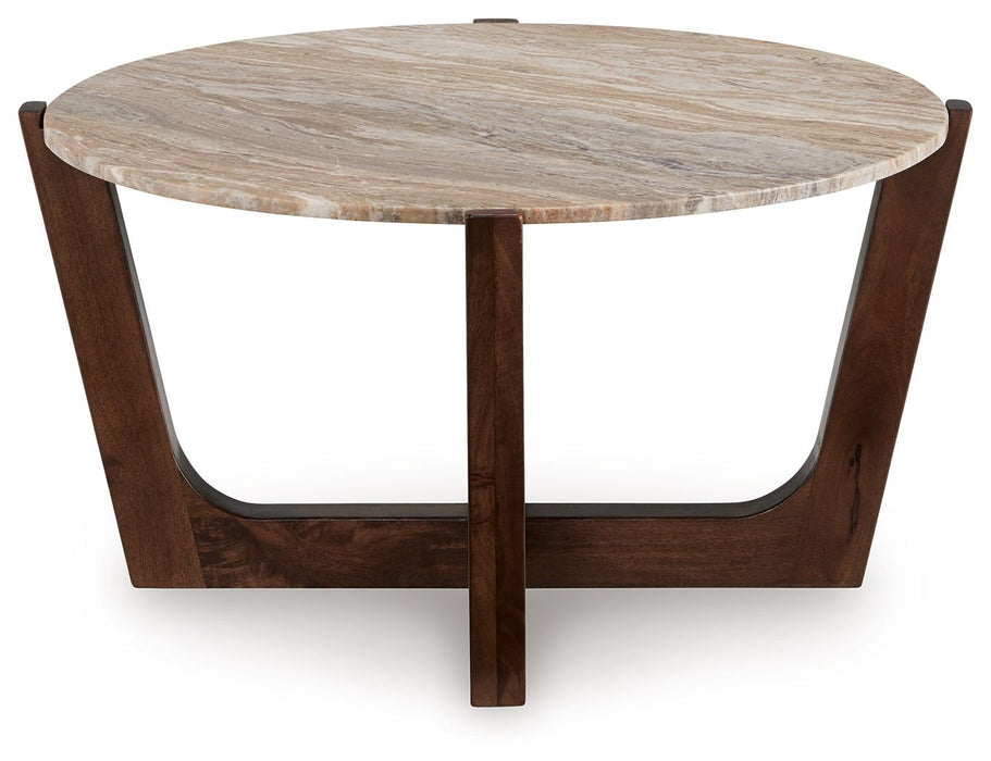 Tanidore - Warm Brown - Round Cocktail Table - Tallahassee Discount Furniture (FL)