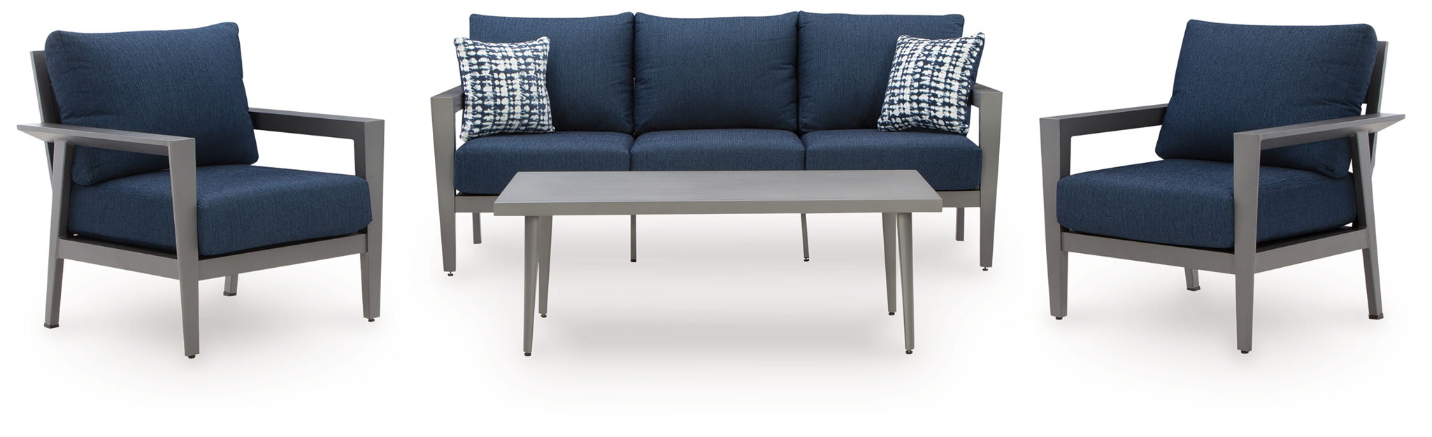 Gali - Gray / Blue - Sofa / Chairs / Table Set (Set of 4) - Tallahassee Discount Furniture (FL)